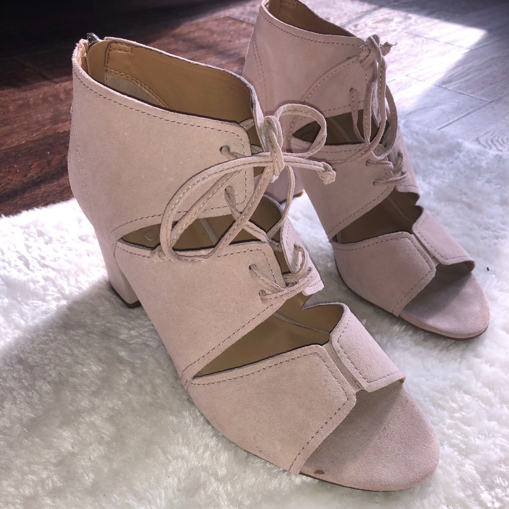 Franco Sarto light pink suede sandal heels